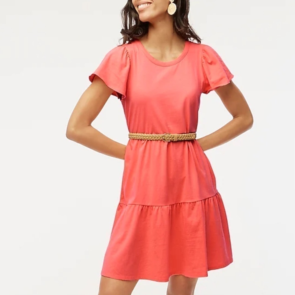 J crew dark coral Knit tiered mini dress
